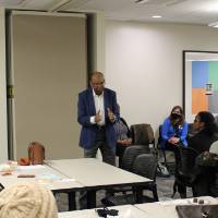 Presenter in middle of room